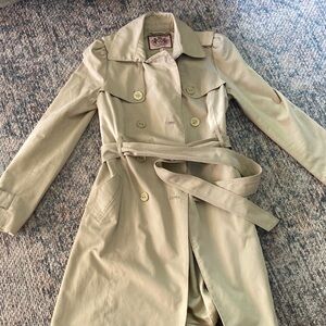 Juicy Couture 100% cotton khaki trench coat small with gold buttons
